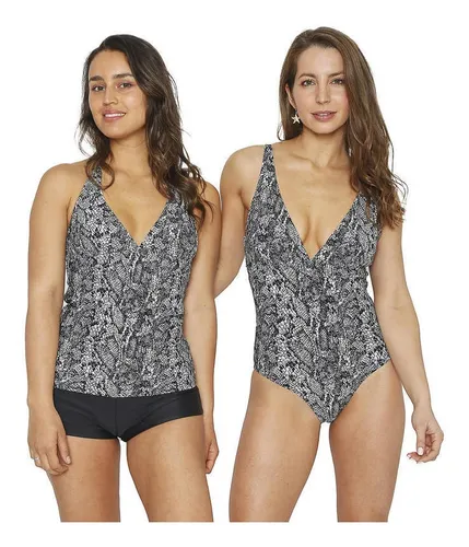 Traje De Baño Tankini Mujer H2o Wear Halter Gris
