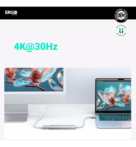 Hub Ugreen 5en1 Usb-a Multipuerto 5gbs Pd-100w Pc Mac Blanco
