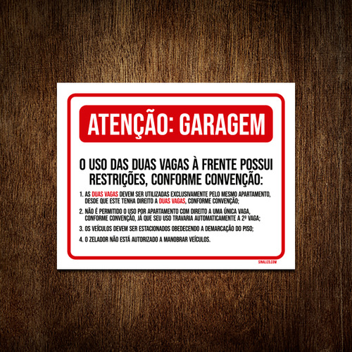 Kit 10 Placa Sinalização - Atenção Garagem Vagas Restrições