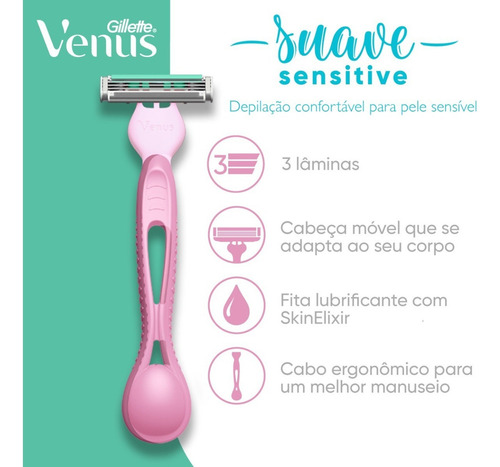 Gillette P\depilar Venus Simply3 Sensitive Leve 4 Pague 3