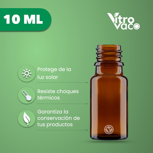 Frasco Envase Botella Vidrio Ambar 10 Ml 1 Pz Tapa Aluminio