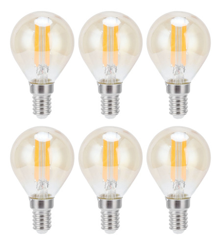 6pcs G45 Bombilla Led De Filamento Dorado 2700k 4w Base E14