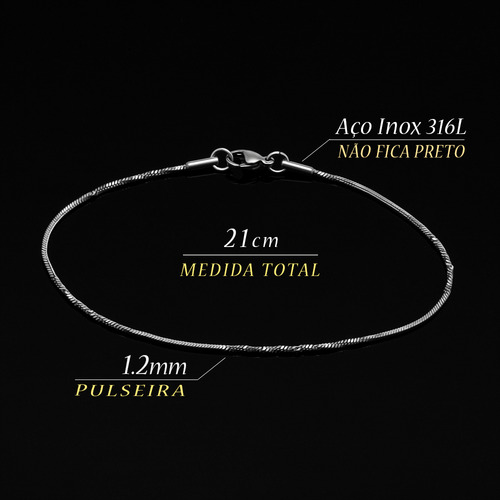 Conjunto Corrente Masculina Fina 1.2mm Prata Cj-175 Aço Inox