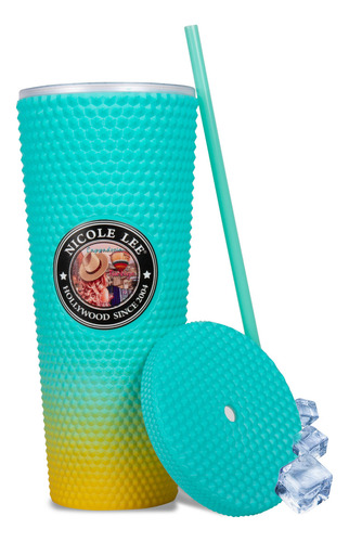 Vaso Nicole Lee Estampado Con Popote Y Degradado Ss24 Color Heaven On Earth