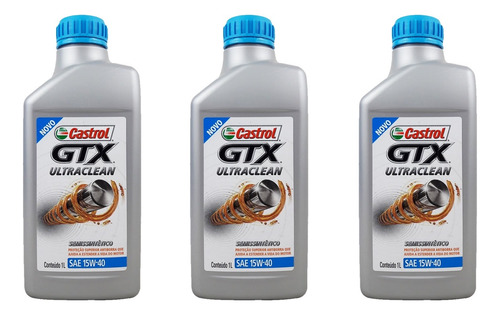 Kit Óleo Castrol Gtx Ultraclean 15w40 Semissint 3 Litros