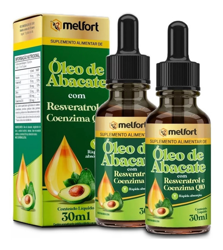 2 X Óleo De Abacate Com Resveratrol + Coenzima Q10 + Niacina