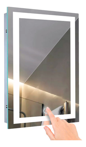 Espejo Pared Baño Luz Led Tactil 3 Modos Antivaho Decorativo Marco Cromado