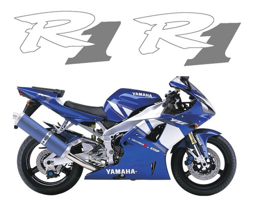 Kit Faixa Adesivo Rabeta Para Yamaha R1 Anos 90 14155 Cor Branco/CINZA