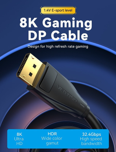 Cable Displayport 1.4 Vention Dp 8k Macho A Macho 3m
