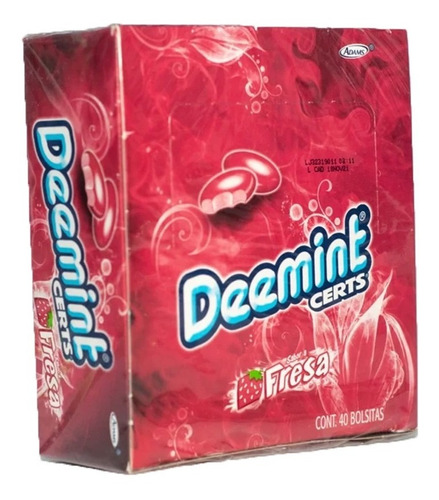 Deemint Certs Fresa 40 Pzs Caramelo Suave Confitado Adams