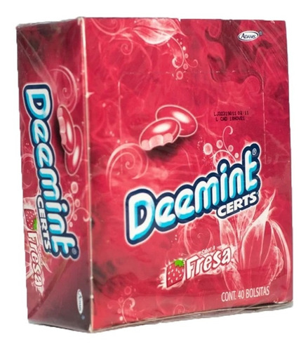 Deemint Certs Fresa 40 Pzs Caramelo Suave Confitado Adams