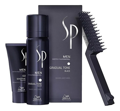  Wella Sp Men Gradual Tone 60ml - Black Tom 1 Preto