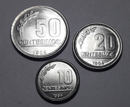 Lote Uruguay 3 Monedas 10 , 20 Y 50 Centesimos 1994