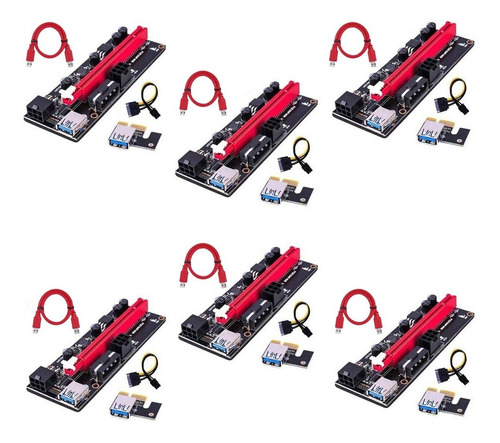 Kit X6 Riser Pci-e 16x A 1x Usb 60cm 009s Version 9s Mineria