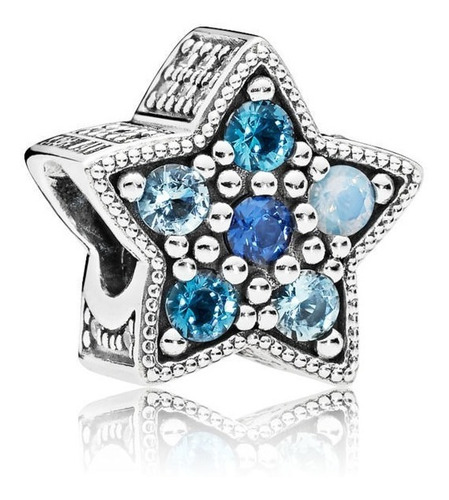 Charm Pandora Estrella Azul Cristales Murano Radiante Plata 