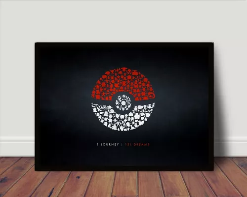 Pôster Quadro Todos Pokemon Da 1º Geração Com Moldura A3