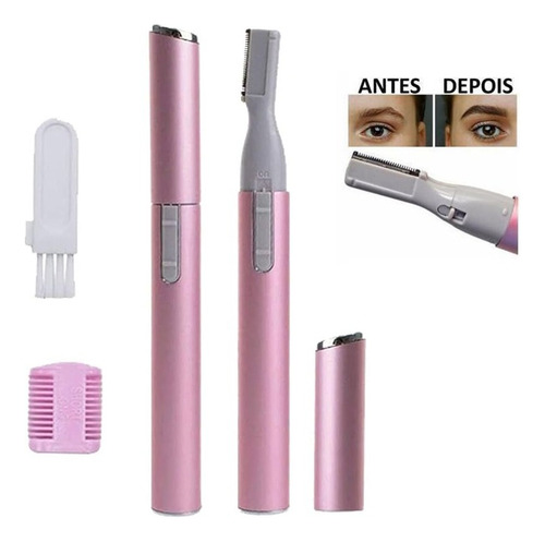 Caneta Sobrancelha Mini Depilador Elétrico Aparador Pelos Cor Rosa