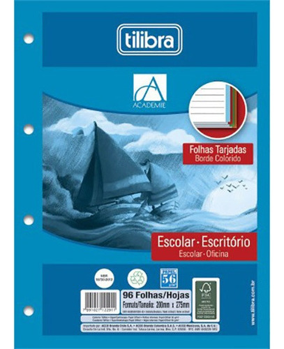 Refil Caderno Argolado Universitário Académie Tarjado Tiliflex 96F Tilibra