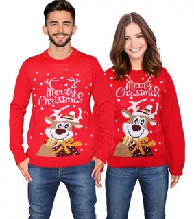 Duo 2 Sueters Navideños De Reno Merry Christmas Ugly Sweater