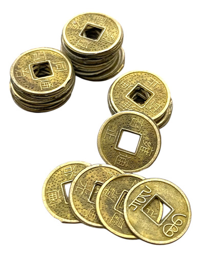 50 Monedas Chinas Suerte Fortuna 1.5 Cm Oro Viejo