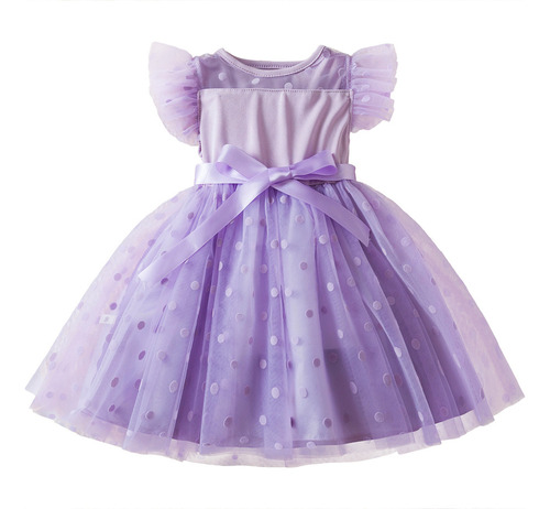 Vestido Casual De Lunares Con Diseño De Princesa Morada Y Ha