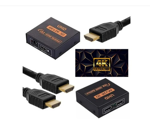 Splitter Multiplicador Amplificador 1x2 Hdmi Video 4k 2k 3d