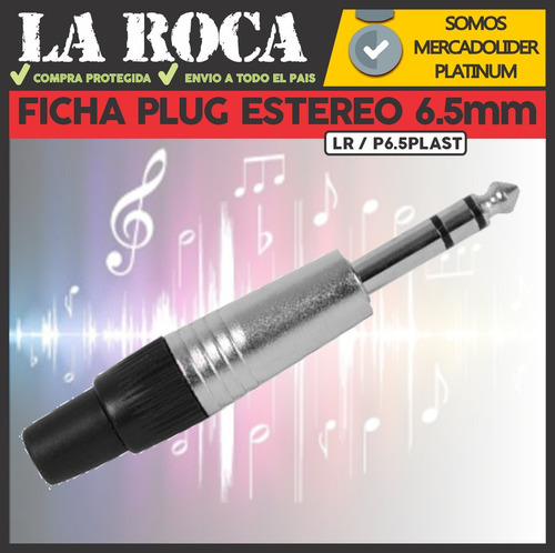 Imagen 3 de 10 de Pack 10 Fichas Conector Plug Metalico 6.5 1/4 Trs Stereo