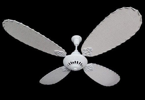 Ventilador De Techo S I T E C Fundición Blanco Y Rattan Blco 1.25 M Blanco Texturado Mate Blanco Rattan 4