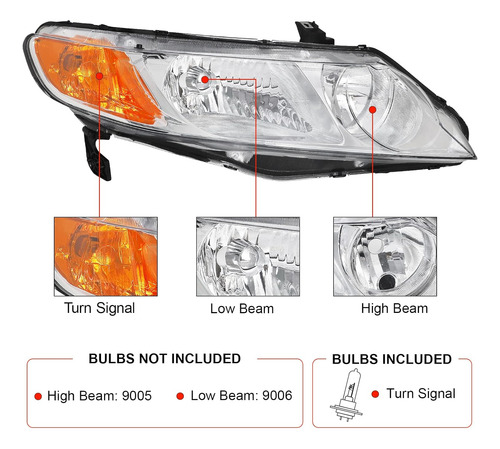 Compatible Con Faros Delanteros Honda Civic 06 07 08 09 10 1