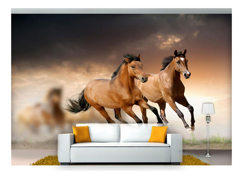 Papel De Parede Animais Cavalos Campo Areia 3d Anm99