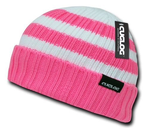 Cuglog Gorro Tipo Suéter A Rayas Shasta, Rosa Intenso