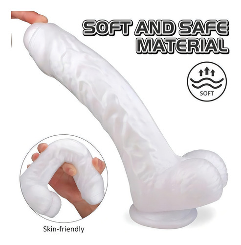 Dildo realista blanco de 19 x 3,5 cm Soft Scrotum Martin-S