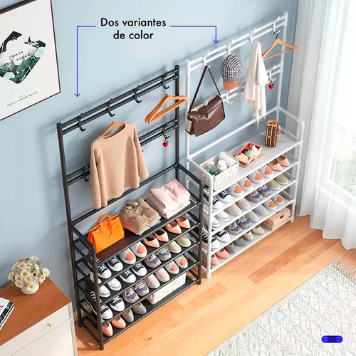 Zapatera Organizador Con Perchero Armario Mueble Para El Hogar Color Blanco