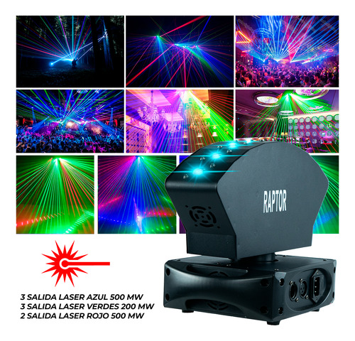 Efecto Laser Rgb 8 Salidas Prisma Smr Pro Raptor Dmx Dj Bar