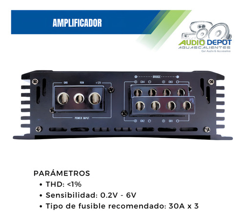 Amplificador Jc Power Rs R600.4 1200w 4 Canales Negro