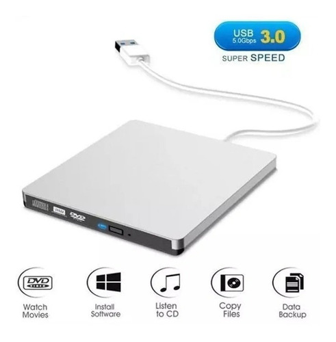 Lector Y Grabador De Dvd/cd, Externo, Usb, Disco De Dvd 5pzs