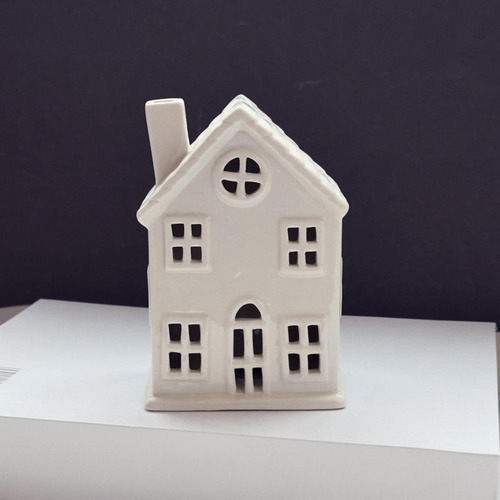 Ceramic Light Up Christmas House Figurine Desktop 9x6x13cm
