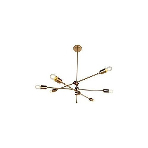 Lampara De Techo Colgante 6 Luces Deco Vintage Dorado Corona