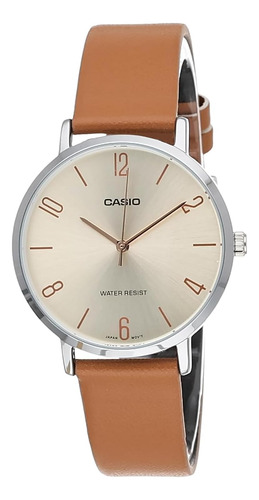 Casio Ltp-vt01l-5b Reloj Analógico Con Correa De Cuero Marró
