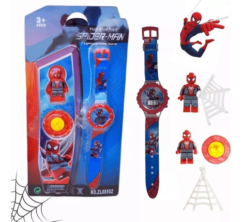 Relógio Digital Infantil Homem Aranha + Mini Boneco Lego