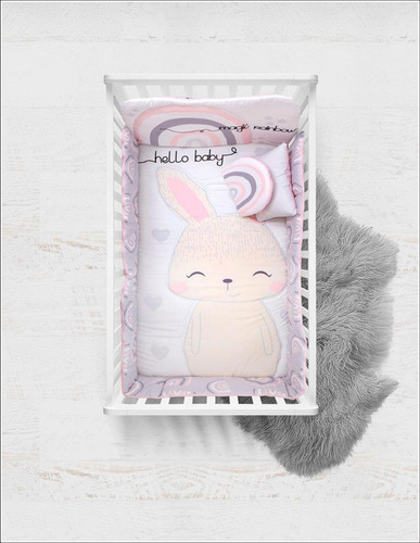 Set Edredón Cama Cuna Corral Hello Baby Niña Chiqui Mundo