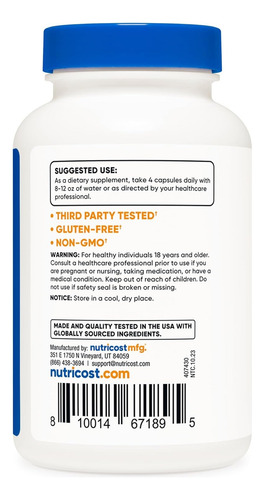 Nutricost Magnesium Citrate Citrato De Magnesio 120 Cáps