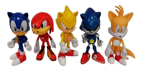 Set X5 Figuras Muñecos Sonic Tails 17cm Juguete Colección