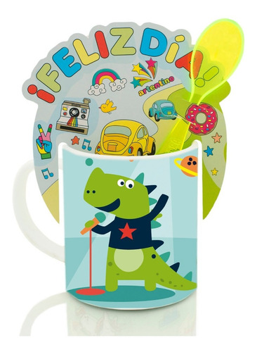 Taza Infantil Cuchara Regalo Niños Nena Nene Souvenir