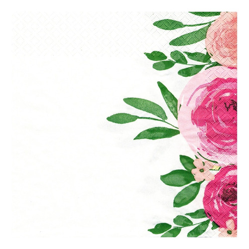 Imagen 3 de 5 de Servilletas Decoupage Set Rosa Y Borde De Rosas