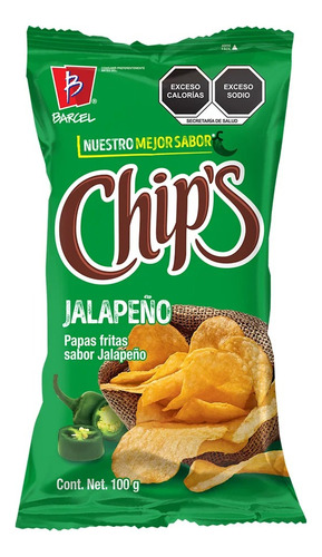 4 Pack Papas Fritas Jalapeño Chips Barcel 100