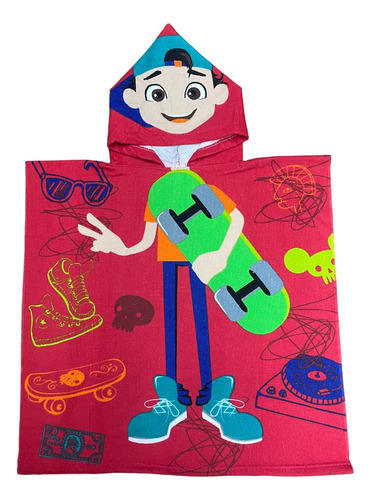 Toallon Poncho Con Capucha Infantil Playero Secado Rapido