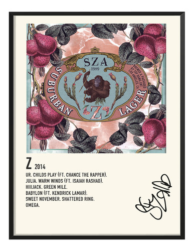 Poster Sza Album Music Tracklist Exitos Z 120x80