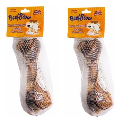 2 Unidades Osso Bovino Defumado Cachorro Cães Beefbone Cor Marrom-claro