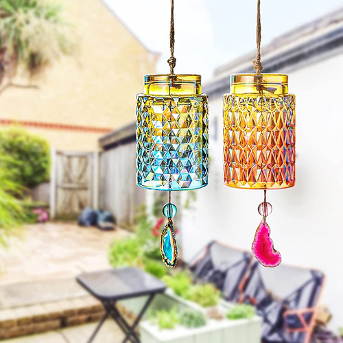 Sodelic Glass Wind Chime Para Decoración Al Aire Libre O Int